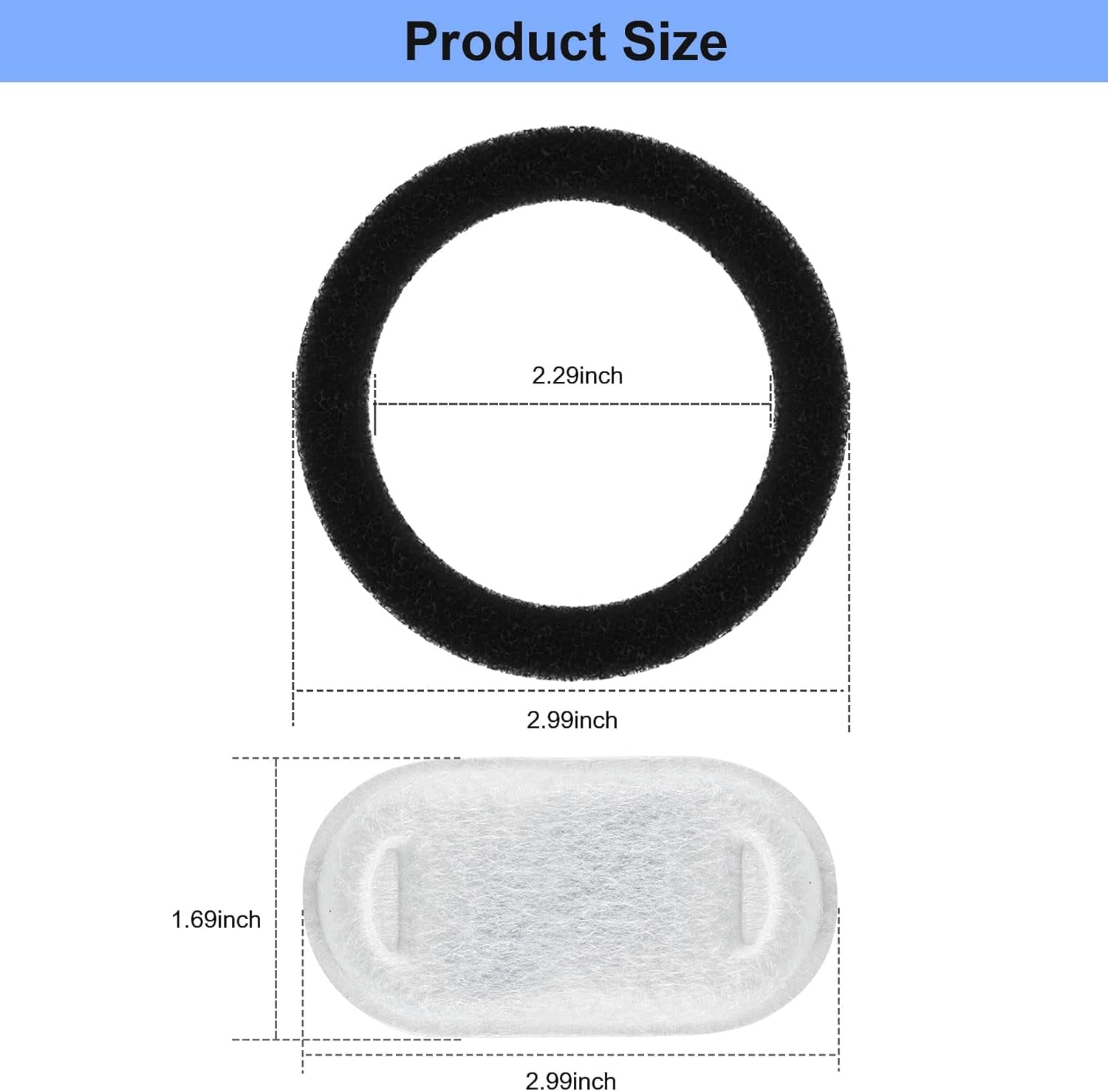 8 Pack Cat Water Fountain Filter Replacement, 4+4/8+8/12+12/16+16 Pack for Stainless Steel Cat Water Fountain 2L/67Oz and 3.2L/108Oz, 4 Carbon Filters & 4 Pre-Filter Sponges